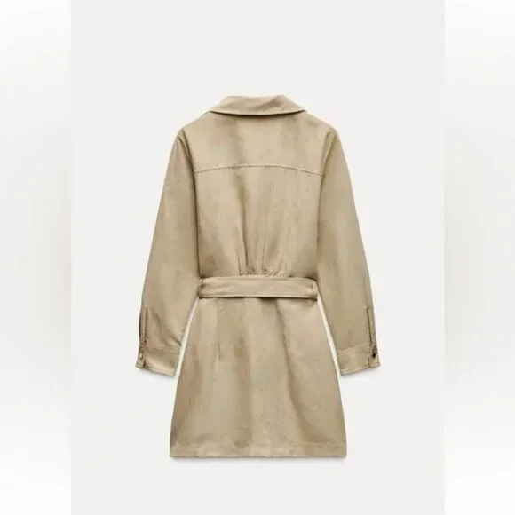 ZARA FAUX SUEDE MINI DRESS - Picture 5 of 7